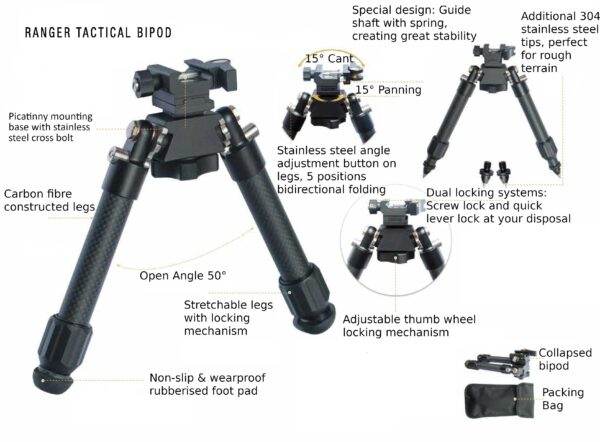 Ranger Tactical Bipod - Ultralight - Image 2